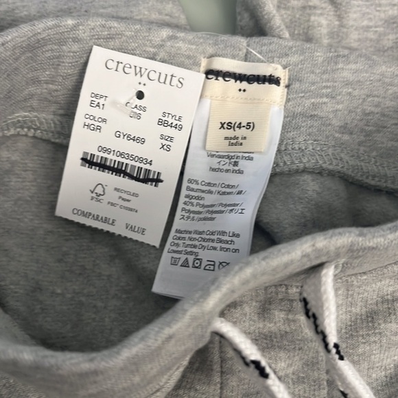 J. Crew Crewcuts Boys fleece sweatpants BB449 Gray XS 4 5 - Picture 3 of 4